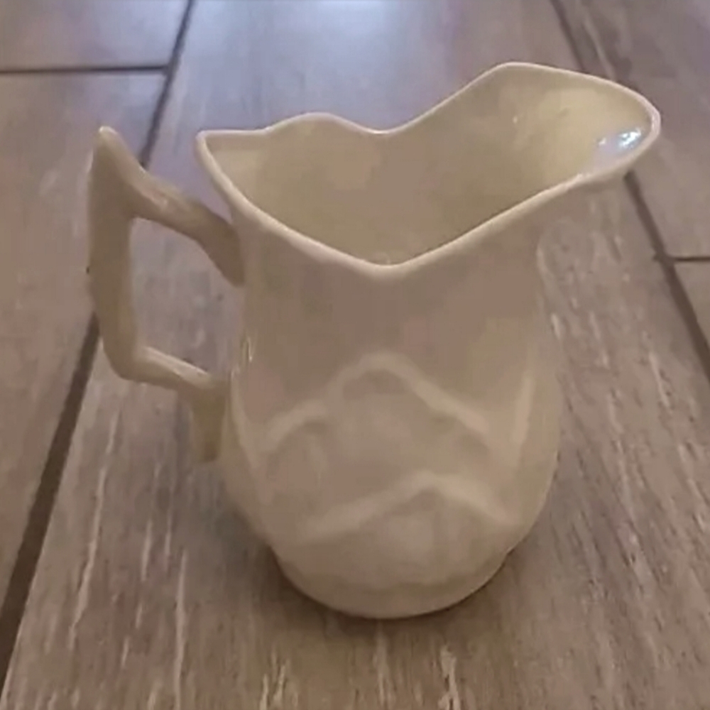 Belleek Lotus Golden Inside 3.25 inch Creamer - Green Mark